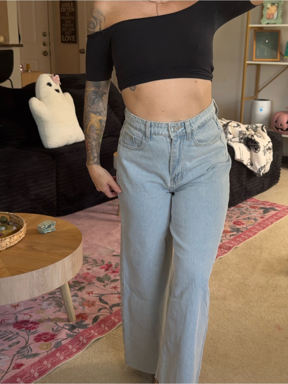 High-Rise Wide Leg Jeans in Light Blue - Women's